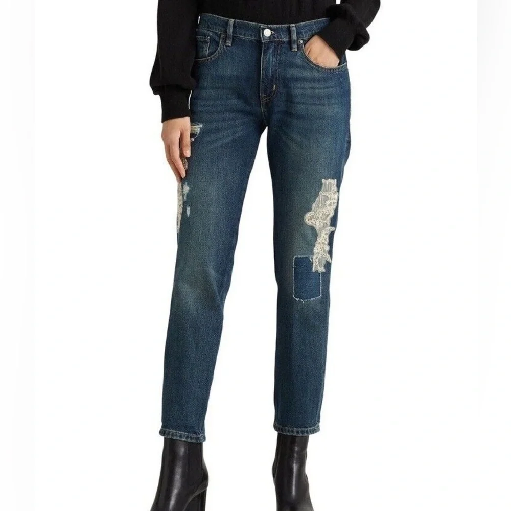 Lauren Ralph Lauren Women's Embellished Mid-Rise Jeans Blue - Picture 1 of 4